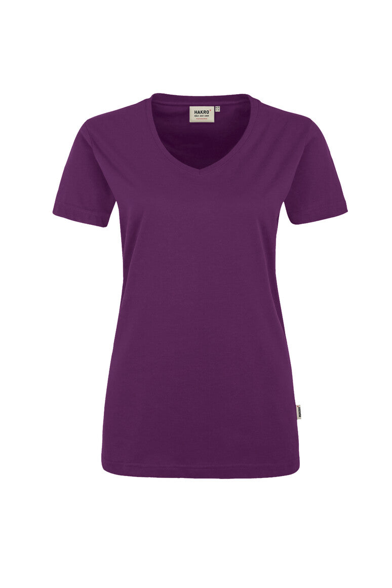 HAKRO Damen V-Shirt Mikralinar® aubergine