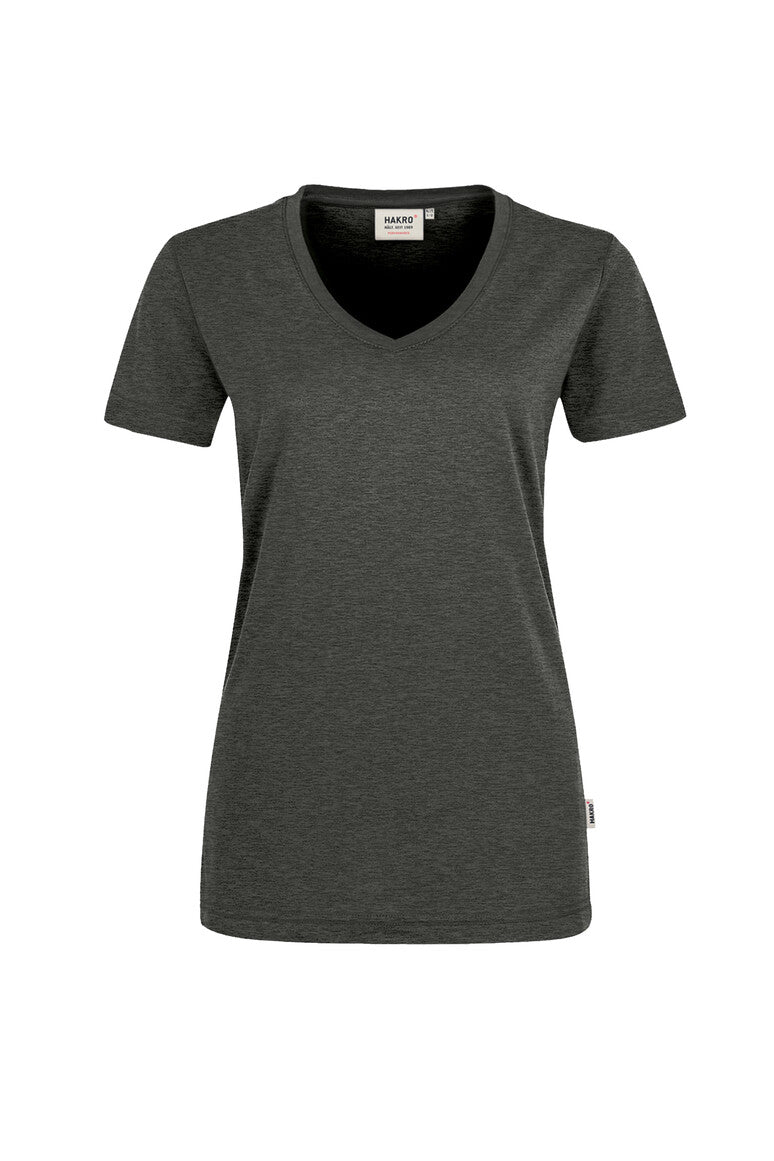HAKRO Damen V-Shirt Mikralinar® anthrazit meliert