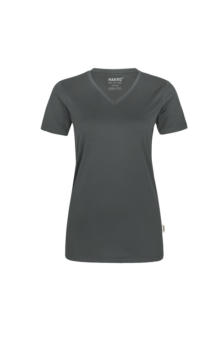 HAKRO Damen V-Shirt COOLMAX® anthrazit
