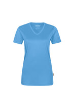 HAKRO Damen V-Shirt COOLMAX® malibublau