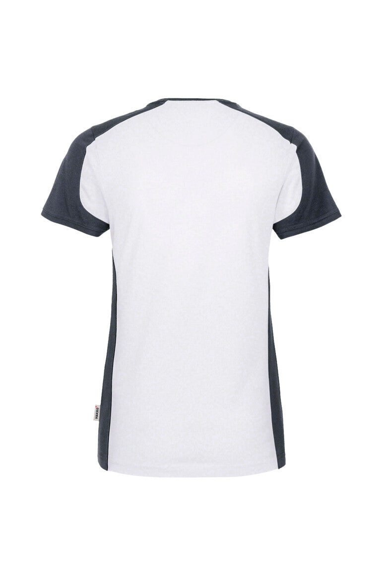 HAKRO Damen V-Shirt Contrast Mikralinar® weiß/anthrazit