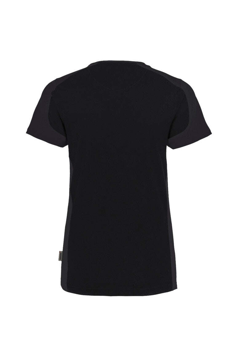 HAKRO Damen V-Shirt Contrast Mikralinar® schwarz/anthrazit