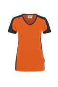 HAKRO Damen V-Shirt Contrast Mikralinar® orange/anthrazit