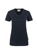 HAKRO Damen V-Shirt Contrast Mikralinar® tinte/anthrazit