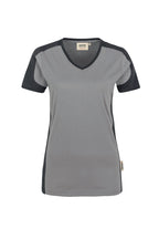 HAKRO Damen V-Shirt Contrast Mikralinar® titan/anthrazit