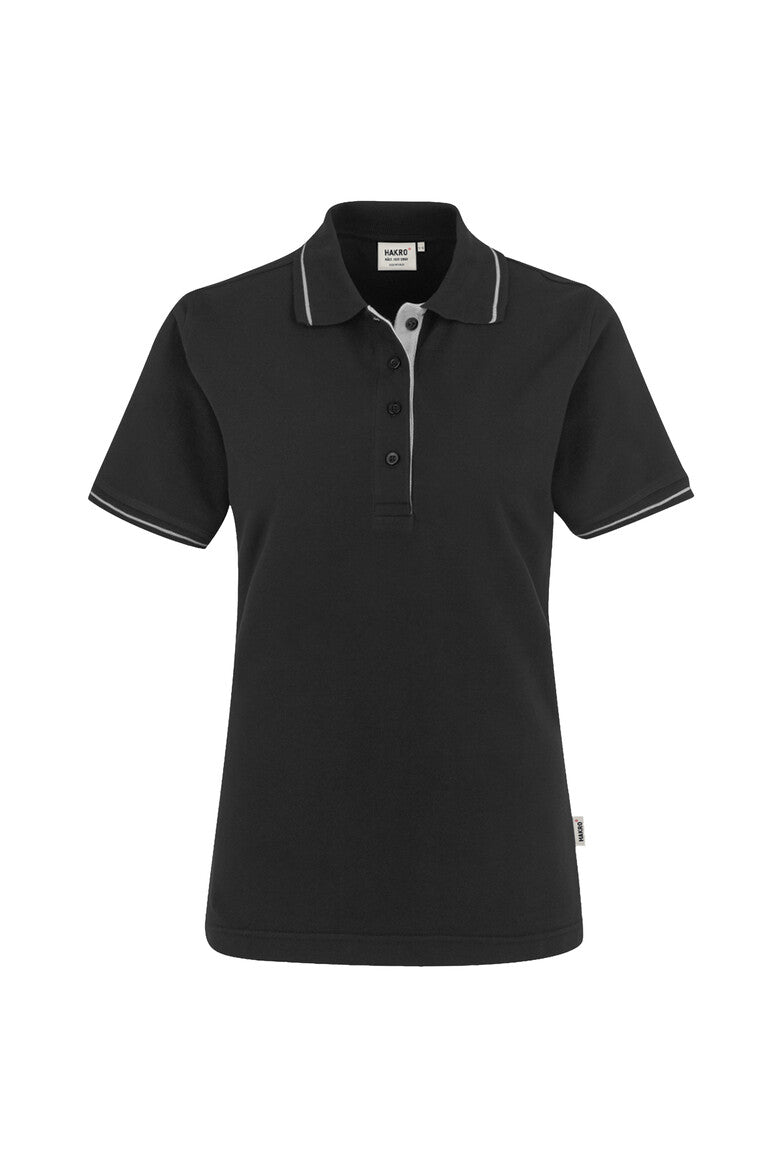 HAKRO Damen Poloshirt Casual schwarz/silber