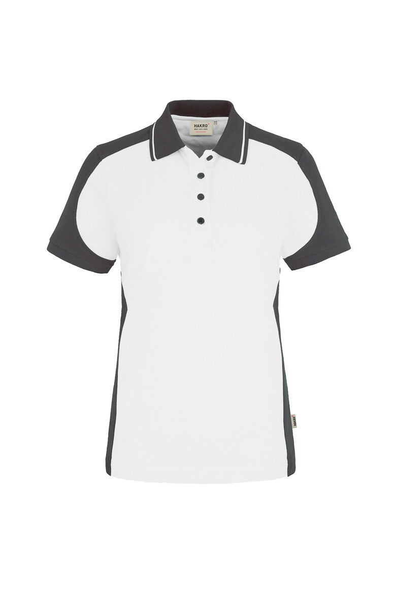 HAKRO Damen Poloshirt Contrast Mikralinar® weiß/anthrazit