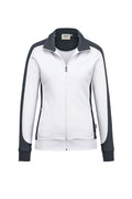 HAKRO Damen Sweatjacke Contrast Mikralinar® weiß/anthrazit