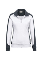 HAKRO Damen Sweatjacke Contrast Mikralinar® weiß/anthrazit