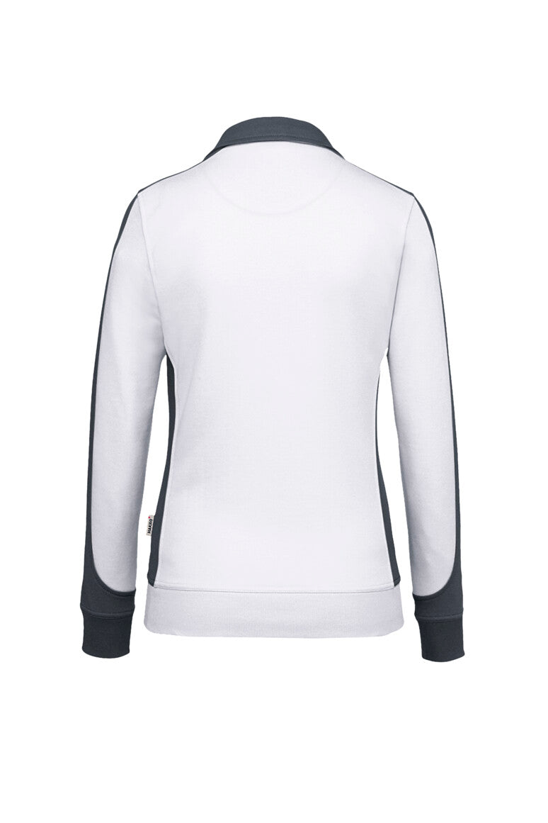 HAKRO Damen Sweatjacke Contrast Mikralinar® weiß/anthrazit