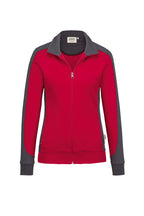 HAKRO Damen Sweatjacke Contrast Mikralinar® rot/anthrazit