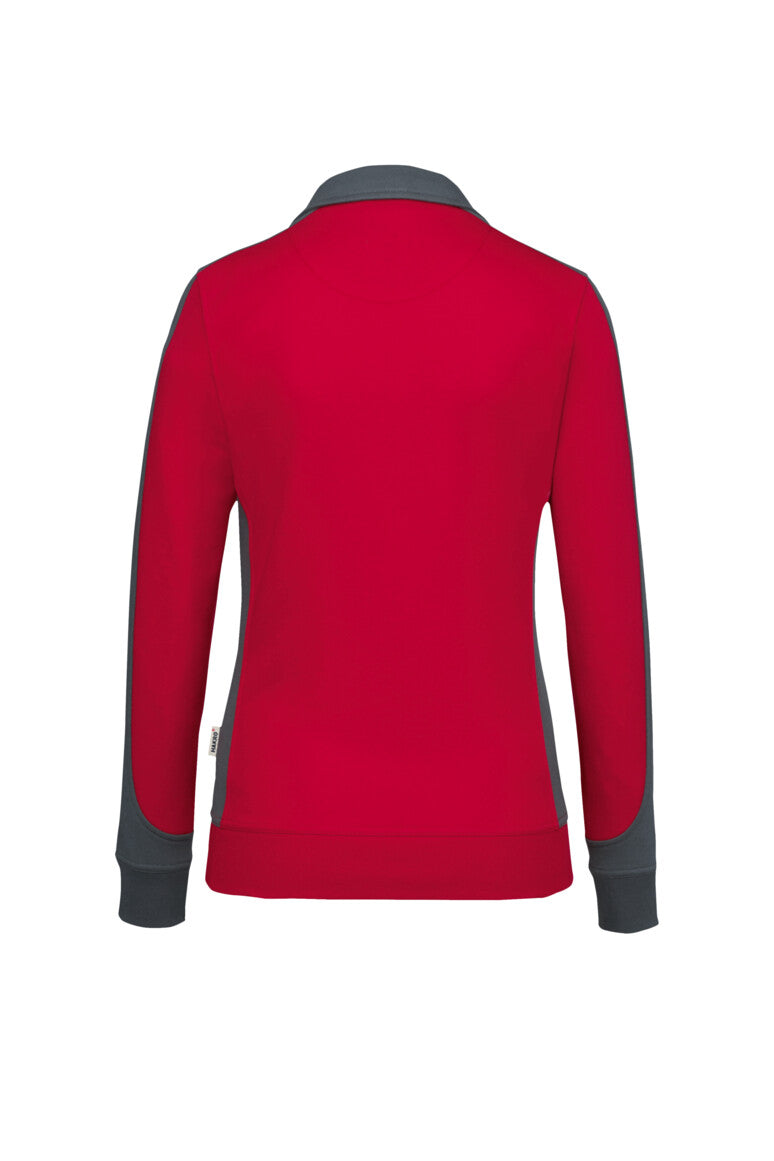 HAKRO Damen Sweatjacke Contrast Mikralinar® rot/anthrazit