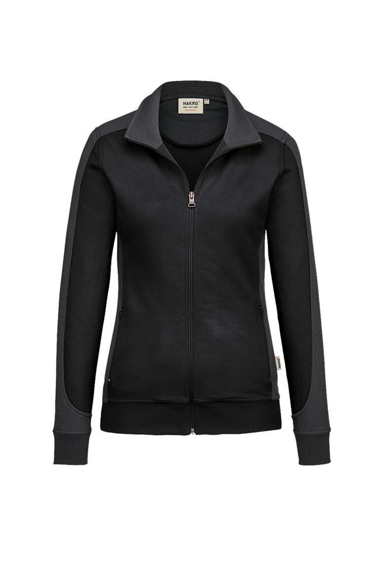 HAKRO Damen Sweatjacke Contrast Mikralinar® schwarz/anthrazit