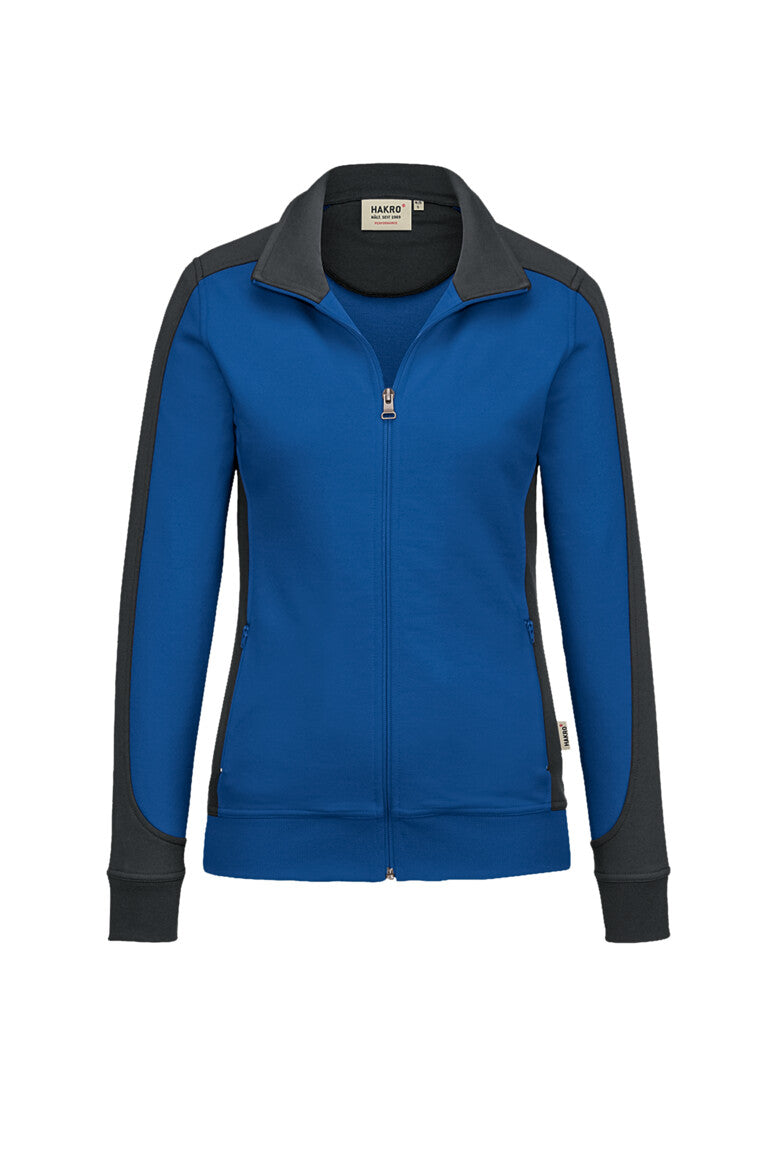 HAKRO Damen Sweatjacke Contrast Mikralinar® royalblau/anthrazit