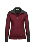 HAKRO Damen Sweatjacke Contrast Mikralinar® weinrot/anthrazit