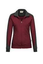HAKRO Damen Sweatjacke Contrast Mikralinar® weinrot/anthrazit