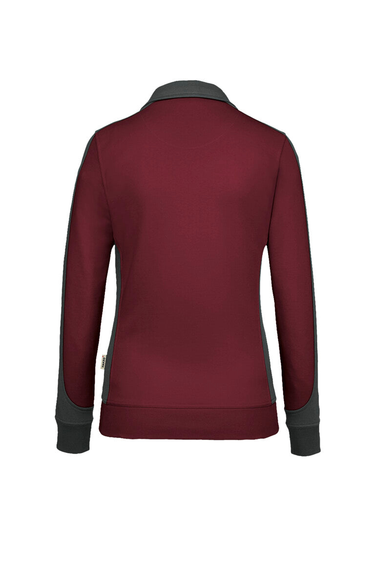 HAKRO Damen Sweatjacke Contrast Mikralinar® weinrot/anthrazit