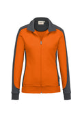 HAKRO Damen Sweatjacke Contrast Mikralinar® orange/anthrazit