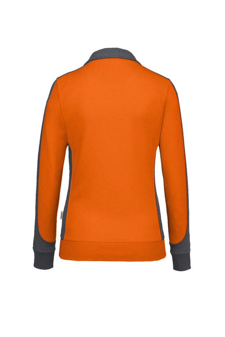 HAKRO Damen Sweatjacke Contrast Mikralinar® orange/anthrazit