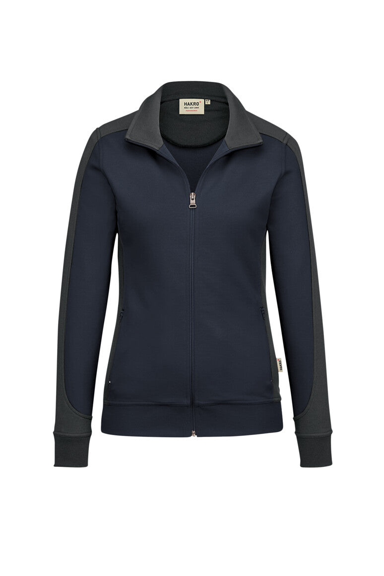 HAKRO Damen Sweatjacke Contrast Mikralinar® tinte/anthrazit