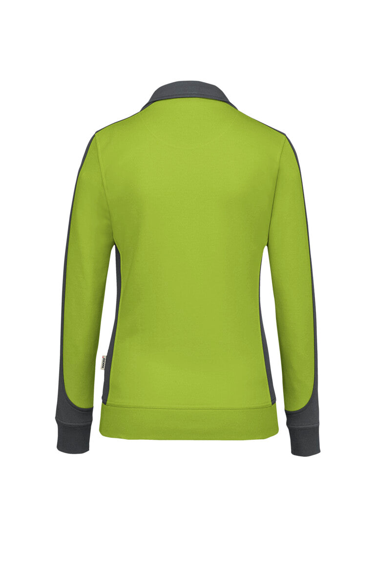 HAKRO Damen Sweatjacke Contrast Mikralinar® kiwi/anthrazit