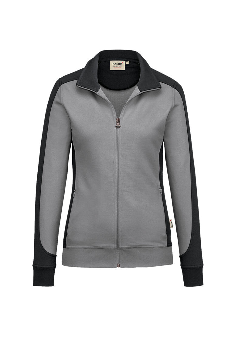 HAKRO Damen Sweatjacke Contrast Mikralinar® titan/anthrazit
