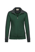 HAKRO Damen Sweatjacke Contrast Mikralinar® tanne/anthrazit