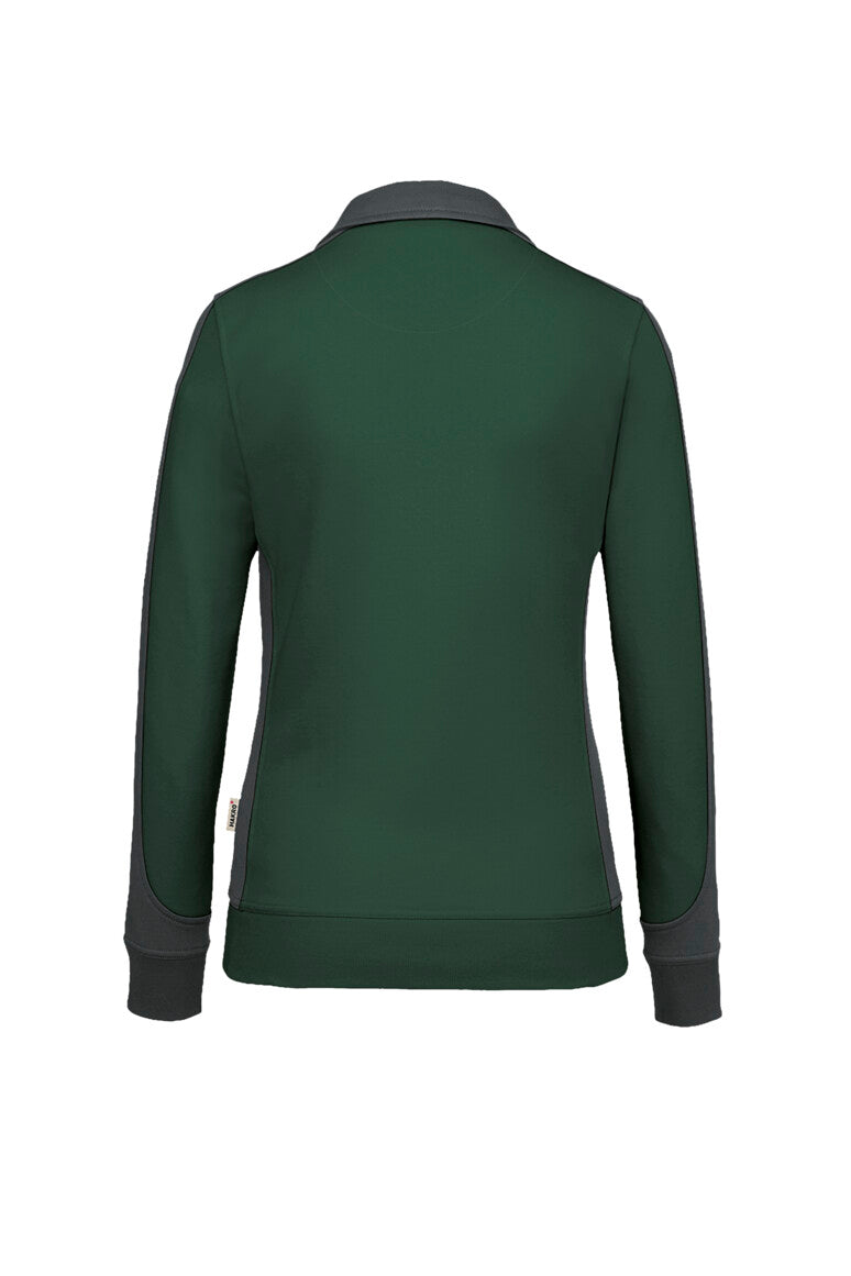 HAKRO Damen Sweatjacke Contrast Mikralinar® tanne/anthrazit