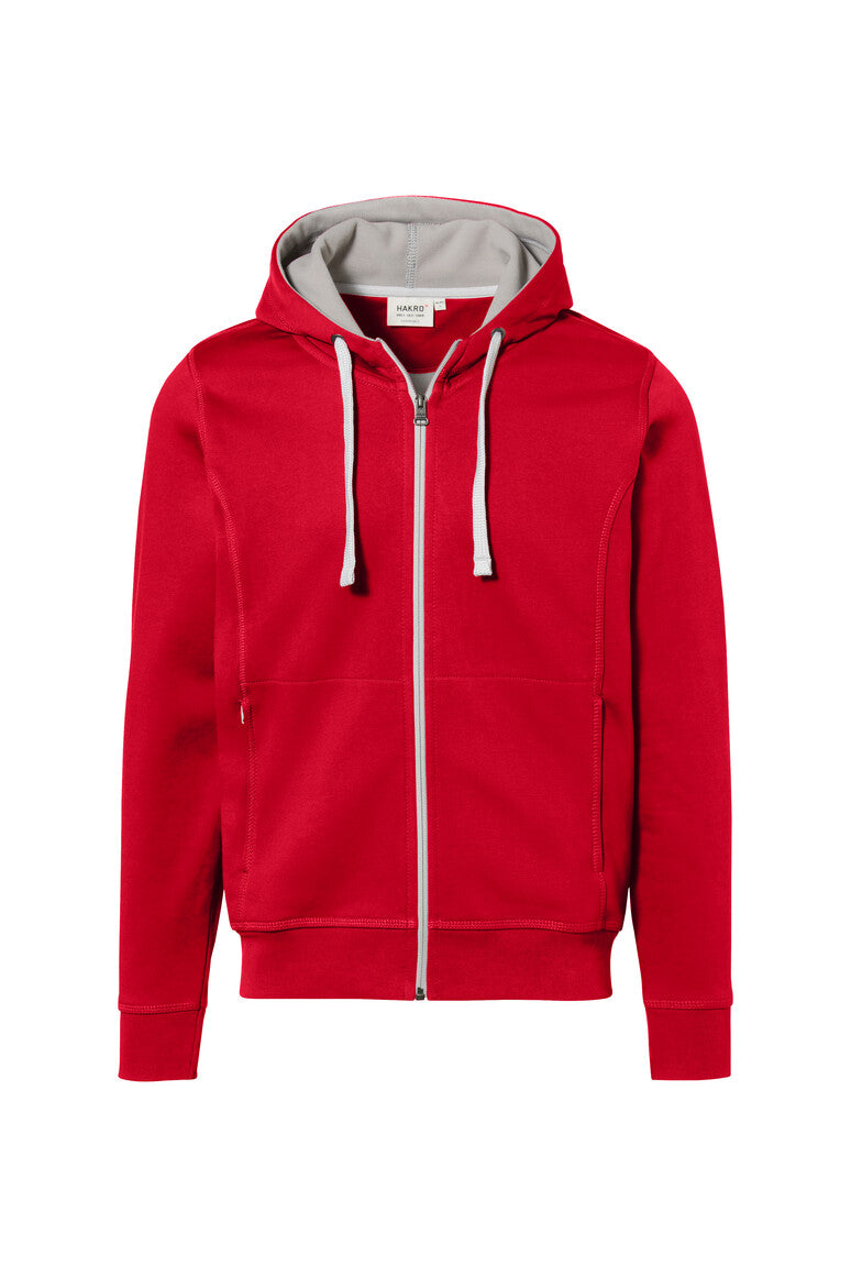 HAKRO Kapuzenjacke Bonded rot/silber