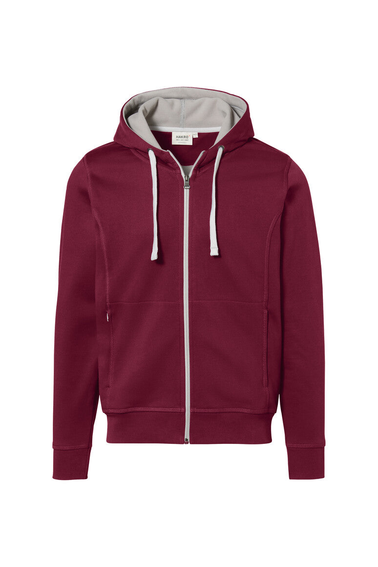 HAKRO Kapuzenjacke Bonded weinrot/silber