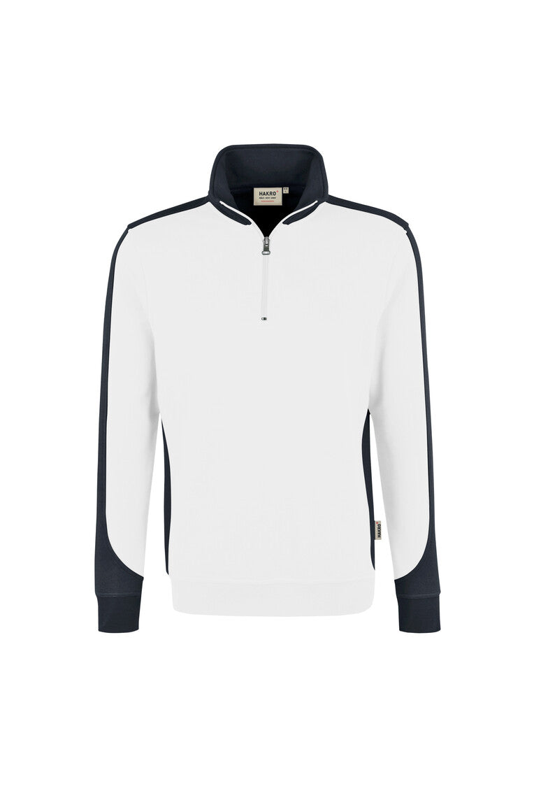 HAKRO Zip-Sweatshirt Contrast Mikralinar weiß/anthrazit