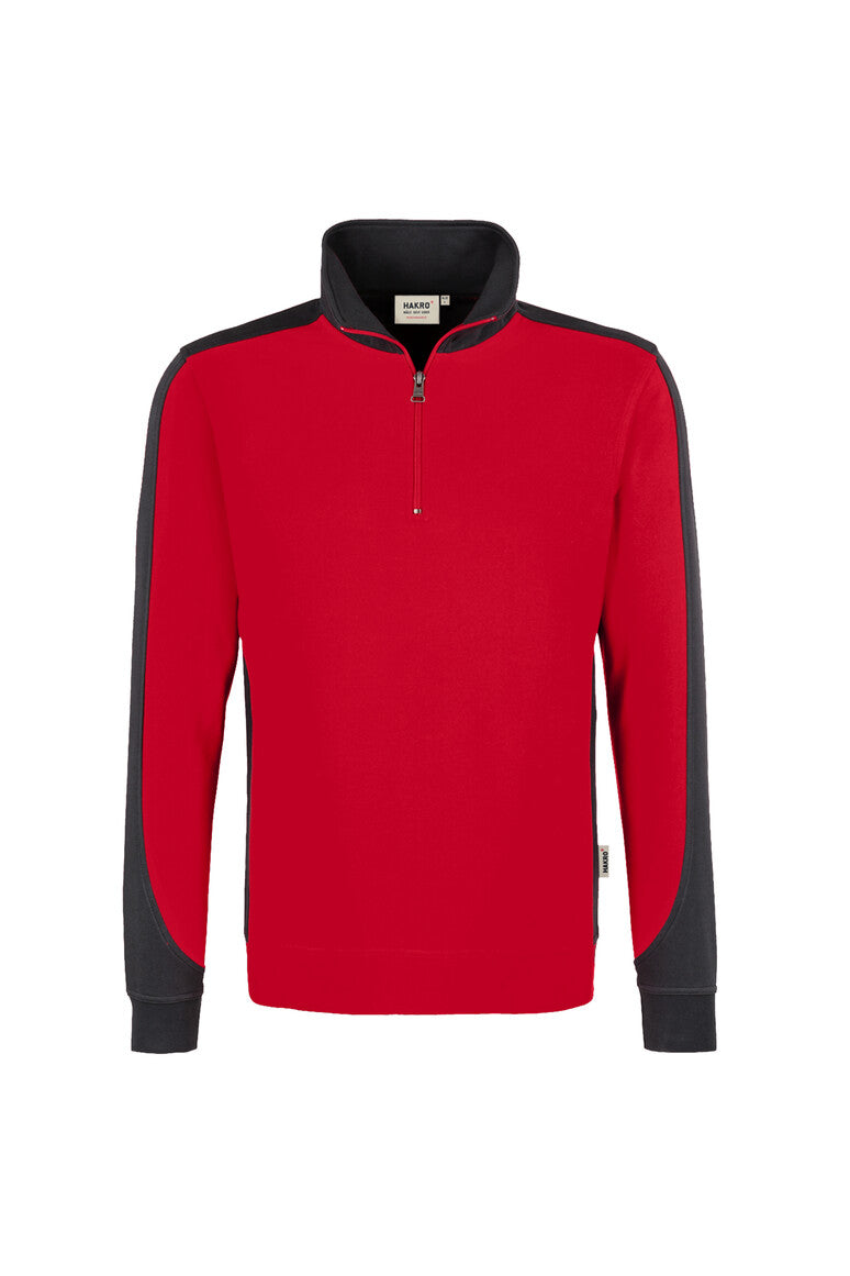 HAKRO Zip-Sweatshirt Contrast Mikralinar rot/anthrazit