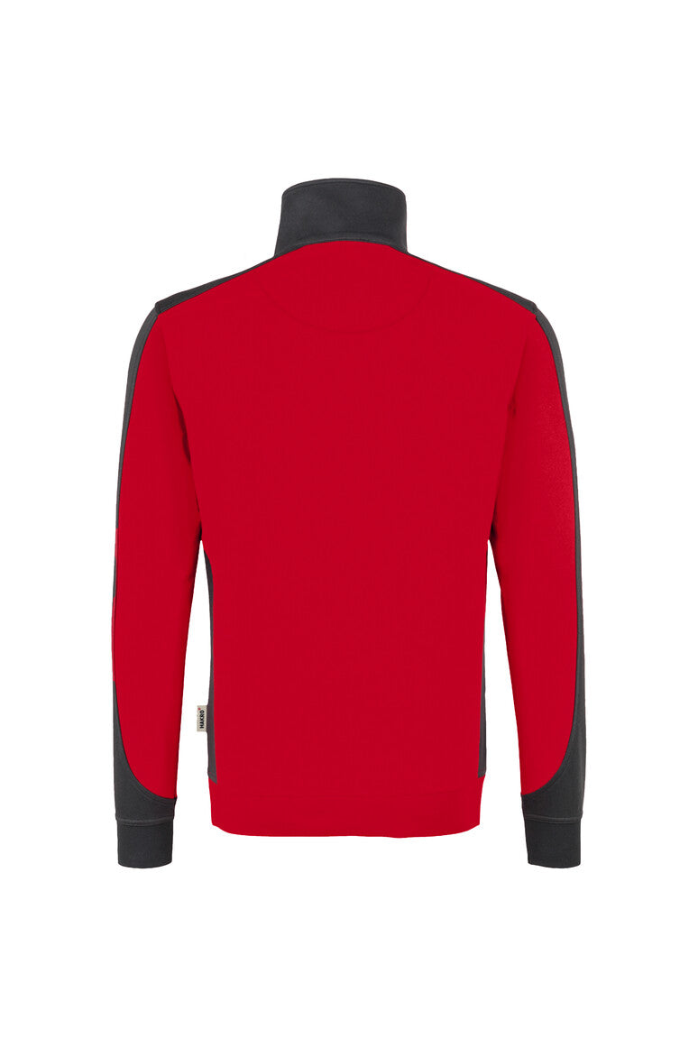HAKRO Zip-Sweatshirt Contrast Mikralinar rot/anthrazit