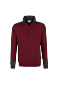 HAKRO Zip-Sweatshirt Contrast Mikralinar weinrot/anthrazit