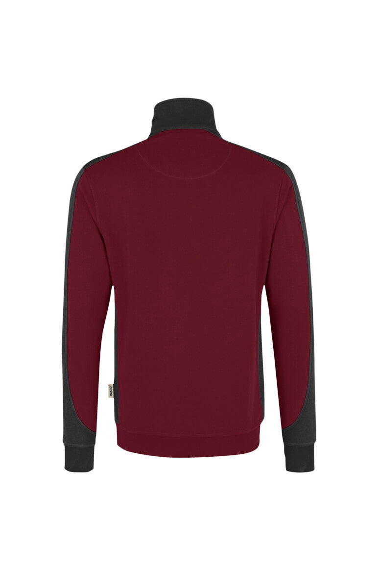 HAKRO Zip-Sweatshirt Contrast Mikralinar weinrot/anthrazit