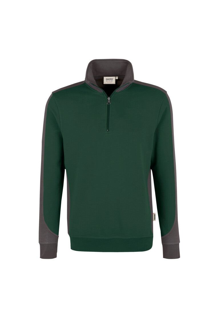 HAKRO Zip-Sweatshirt Contrast Mikralinar tanne/anthrazit