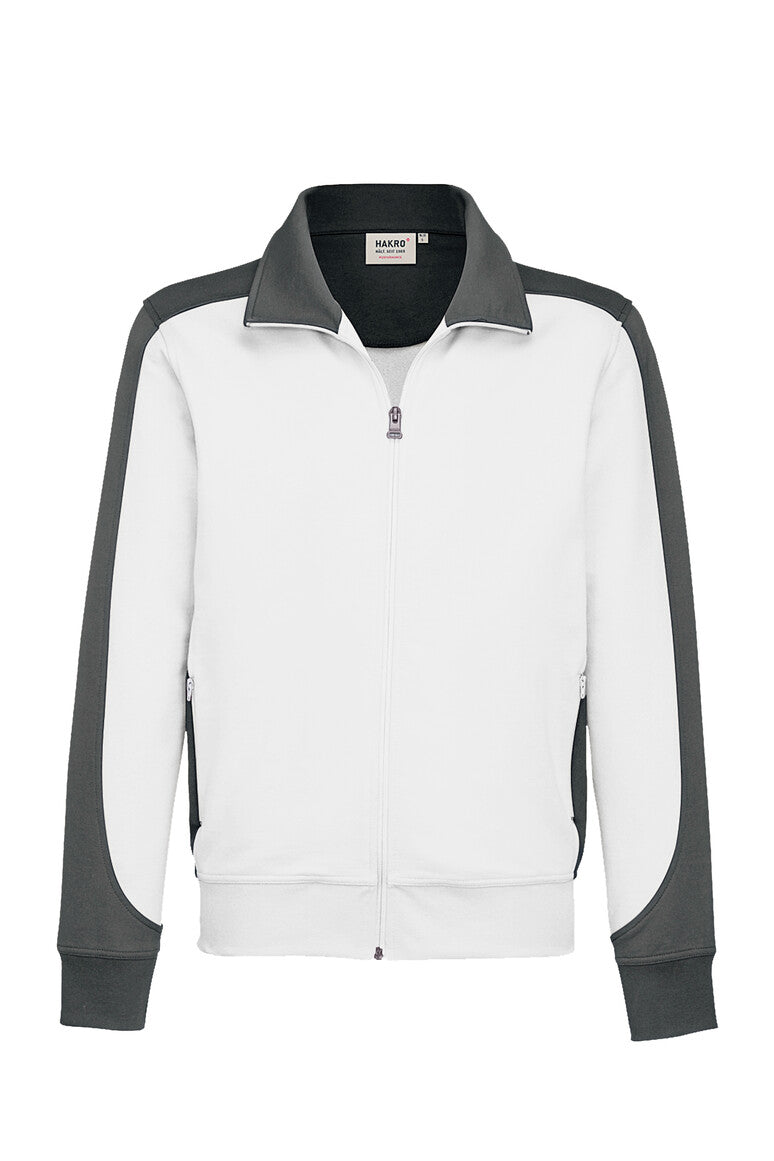 HAKRO Sweatjacke Contrast Mikralinar® weiß/anthrazit