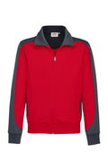 HAKRO Sweatjacke Contrast Mikralinar® rot/anthrazit