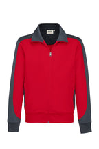 HAKRO Sweatjacke Contrast Mikralinar® rot/anthrazit