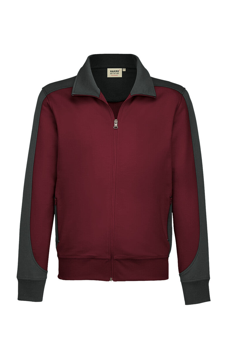 HAKRO Sweatjacke Contrast Mikralinar® weinrot/anthrazit