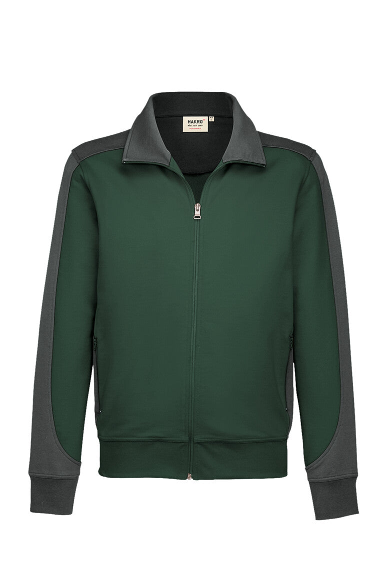 HAKRO Sweatjacke Contrast Mikralinar® tanne/anthrazit