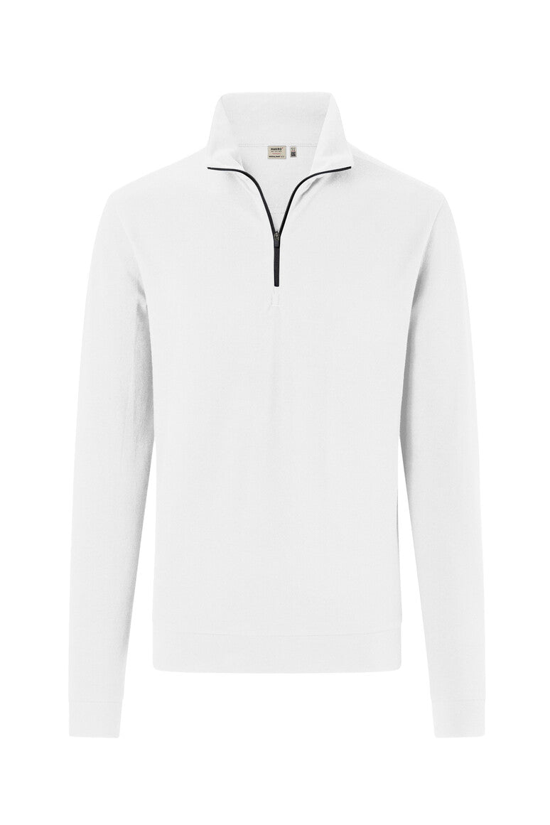 HAKRO Zip-Longsleeve Piqué MIKRALINAR ECO weiß