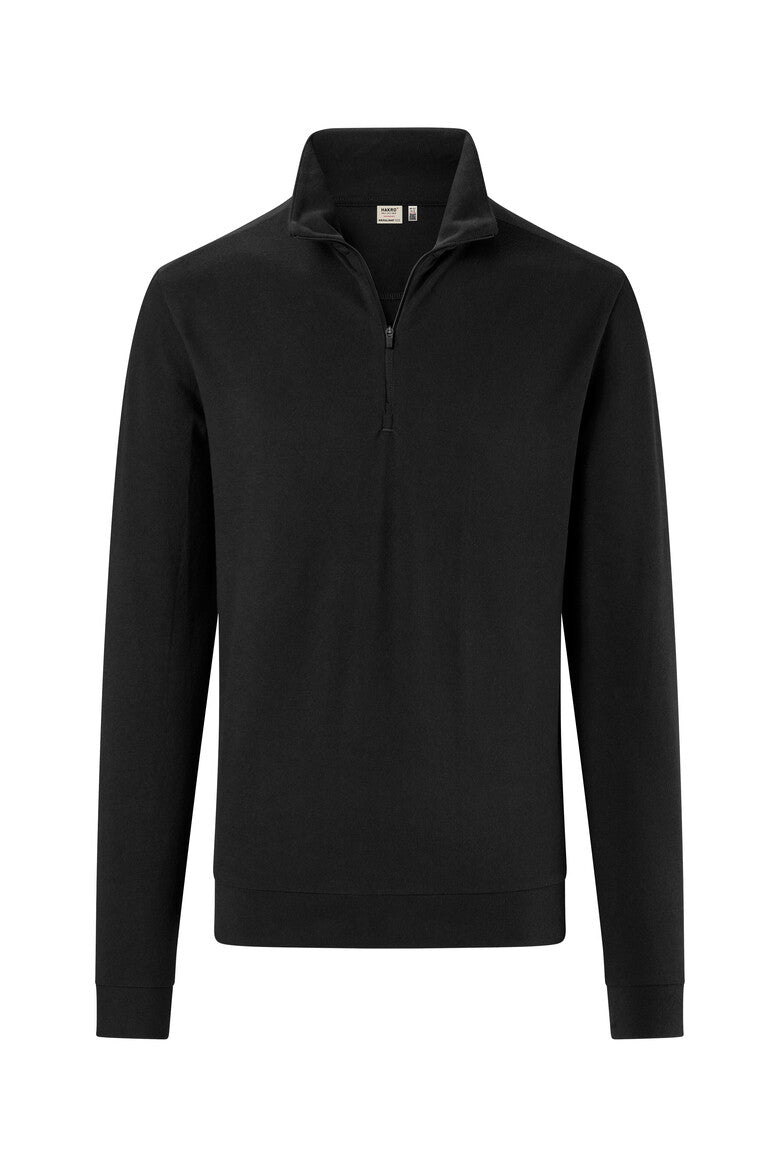 HAKRO Zip-Longsleeve Piqué MIKRALINAR ECO schwarz