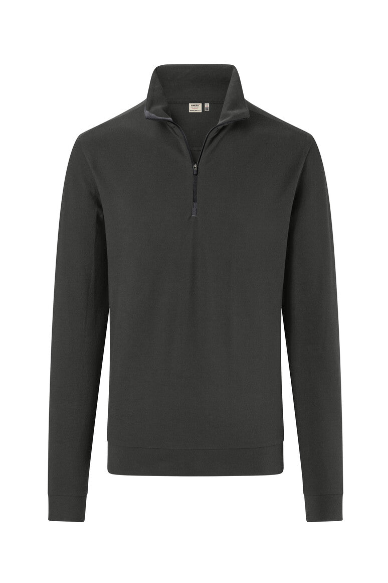 HAKRO Zip-Longsleeve Piqué MIKRALINAR ECO karbongrau