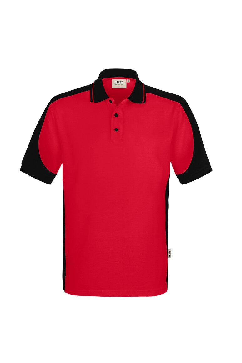 HAKRO Poloshirt Contrast  MIKRALINAR ECO rot/schwarz