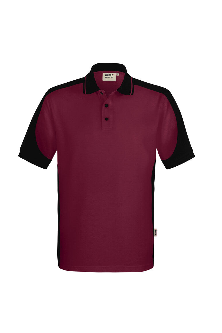 HAKRO Poloshirt Contrast  MIKRALINAR ECO weinrot/schwarz