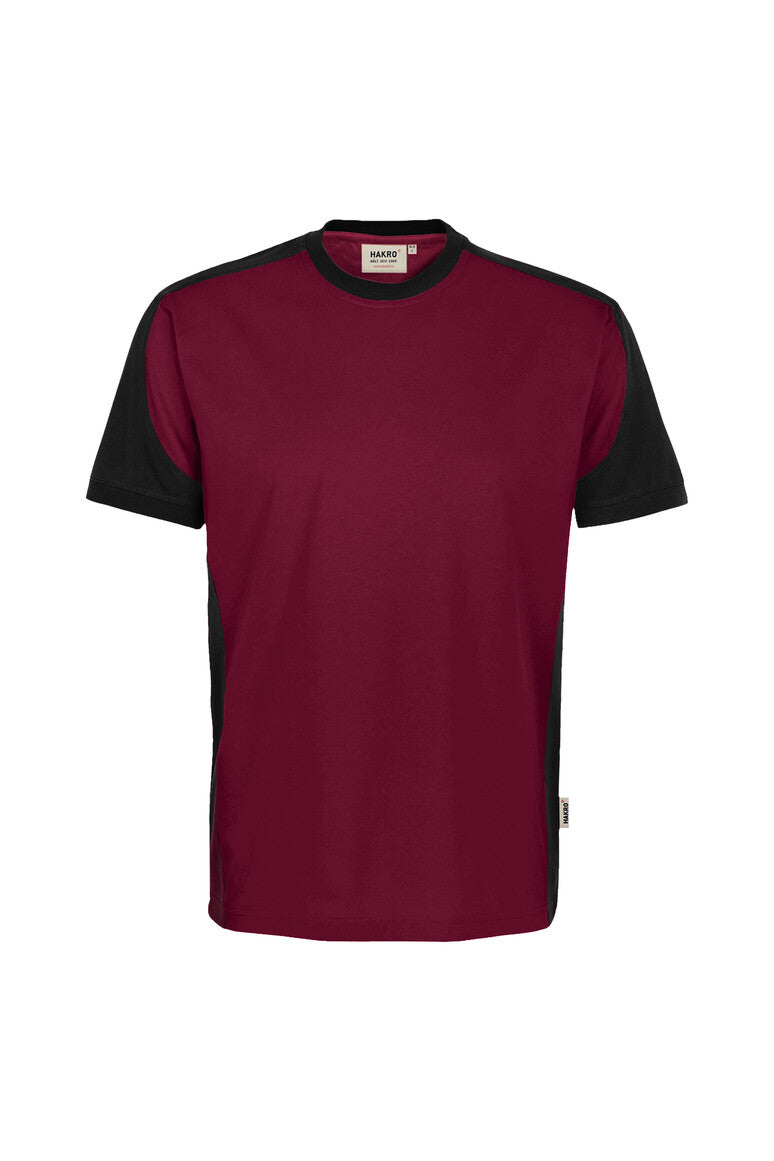 HAKRO T-Shirt Contrast MIKRALINAR ECO weinrot/schwarz