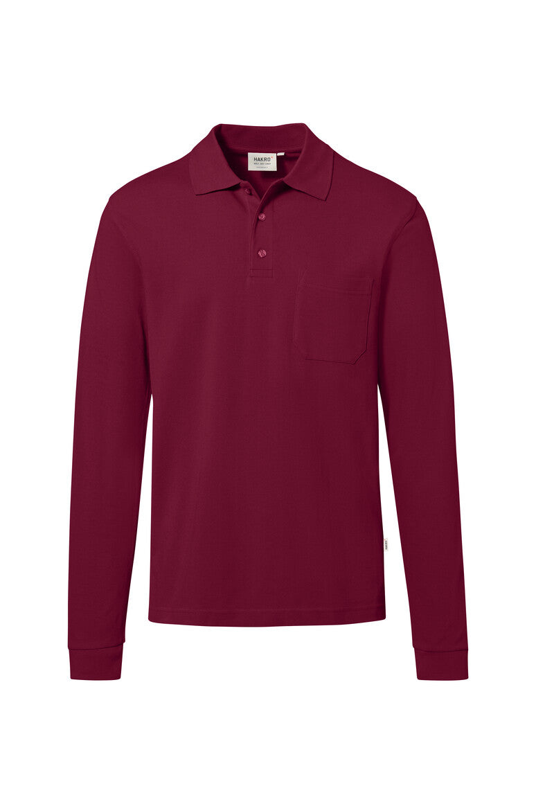 Pocket Longsleeve-Polo Mikralinar ECO weinrot