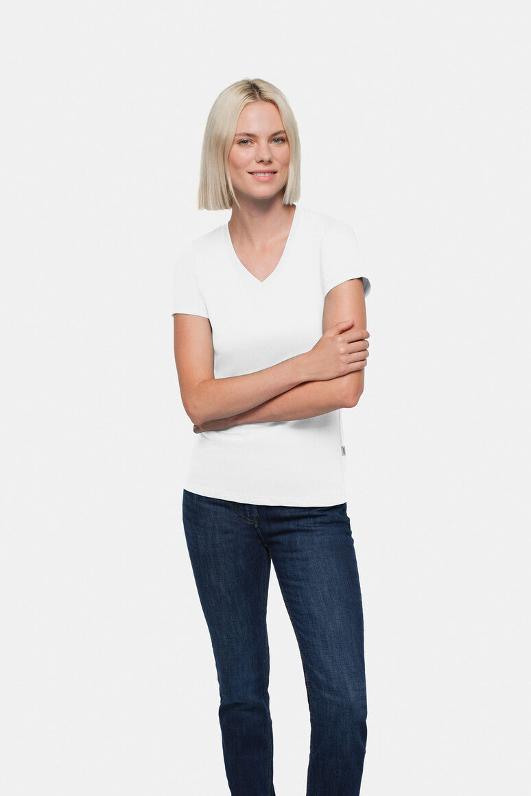 HAKRO Damen V-Shirt Classic weiß