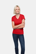 HAKRO Damen V-Shirt Classic rot